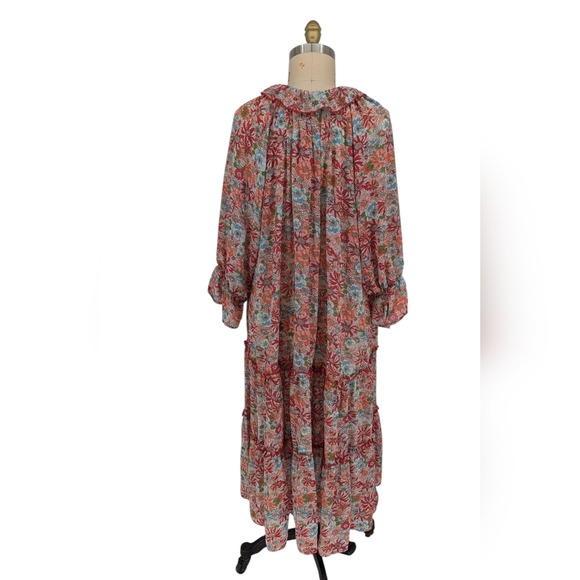 30125 Umgee Floral Tunic Midi Dress Red size Large bohemian resortwear spring - Picture 2 of 7